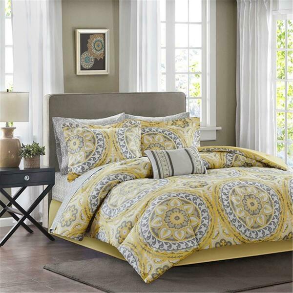 Madison Park Essentials Madison Park 100 Percent Polyester Microfiber Printed Serenity 7 Piece Comforter Set, Yellow - Twin MPE10-145